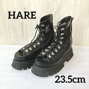 HARE 메쉬 레이스업 부츠 M 블랙 통굽 부츠 하레