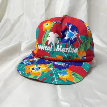 80s TROPICAL MARINE 꽃무늬 러버 프린트 5패널 캡