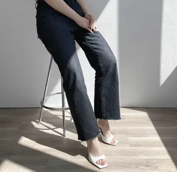 여성용 샌들 뮬 힐 화이트 L 사이즈