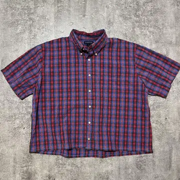 LANDS'END 짧은 기장 숏 기장 체크 셔츠 구제 의류 cityboy
