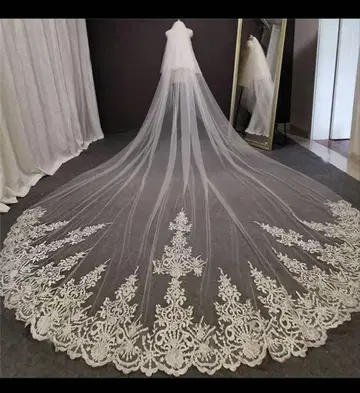 화이트 레이스 웨딩 베일 300cm