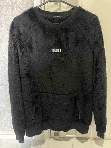 GUESS 블랙 플리스 맨투맨 XL