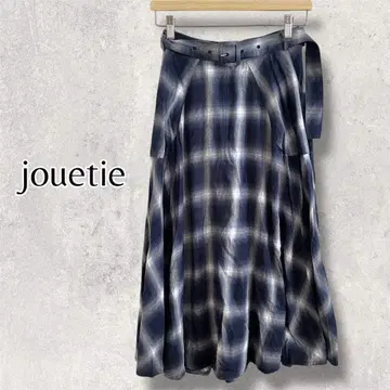jouetie 쥬에티 체크 플레어 스커트 롱 스커트 블루
