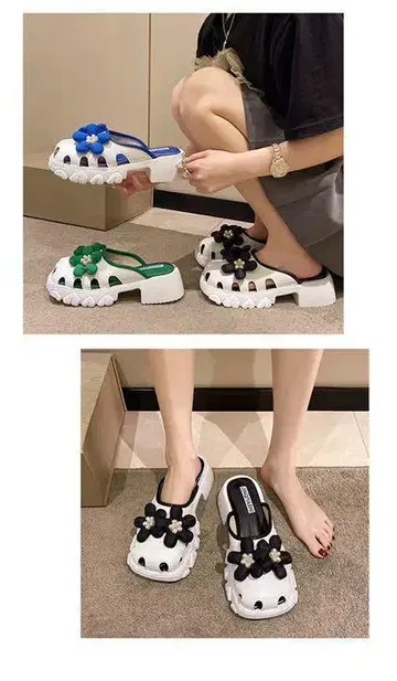 플라워 모티브 오픈토 샌들