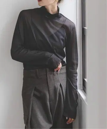 시어 스키니 하이넥 TOPS 7 블랙