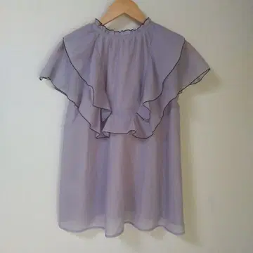 Rirandture 프릴이 달린 연보라색 쉬폰 블라우스