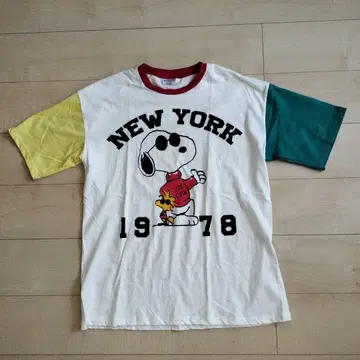 스누피 티셔츠 1978 링거 L 컷