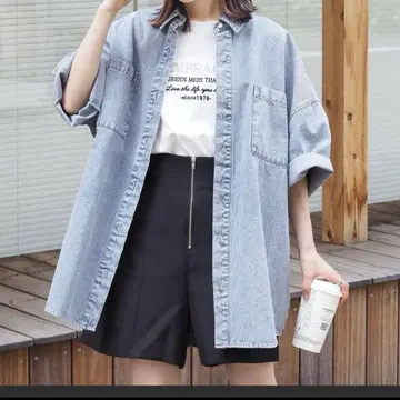 tiptop 데님 반팔 BIG 셔츠