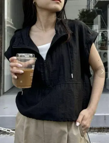 멀티 웨이 크롭 기장 광택 시어 나일론 아노락