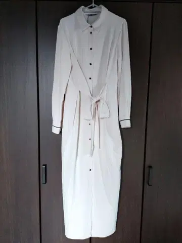 자라 아이보리 셔츠 원피스 긴팔 허리 리본
