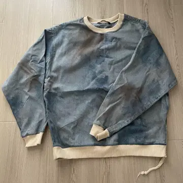 ZARA 유즈드 가공 사이드 지퍼 데님 맨투맨 풀오버 M