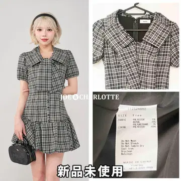 다리치 darich 빅 리본 벌룬 체크 미니 원피스 BLK F