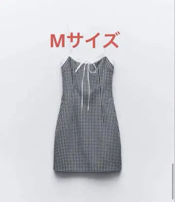 자라 깅엄 체크 슬리브리스 미니 원피스