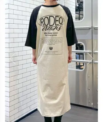 로데오 크라운 로고 래글런 슬리브 원피스