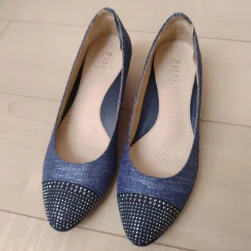 Pitti 데님 블루 웨지 힐 펌프스 23.5cm 3.5cm 힐