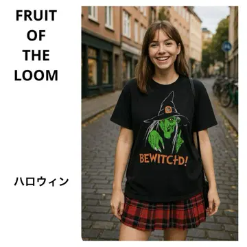 빈티지풍 FRUIT OF THE LOOM 할로윈 티셔츠 XL 블랙