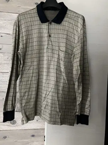 dunhill 체크 무늬 긴팔 피케 셔츠 S