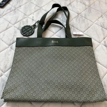 Harrods 토트백 그레이/그린 여름 원단 새상품