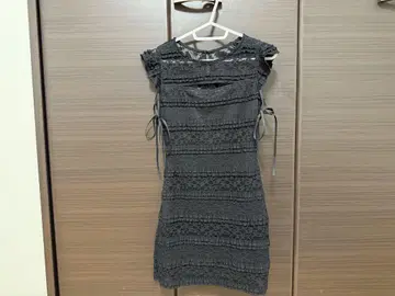 블랙 레이스 반팔 미니 원피스