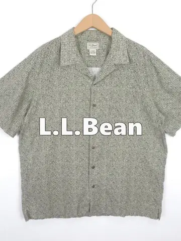 LL Bean 오픈 카라 올 패턴 반팔 셔츠 L Bean 알로하 셔츠