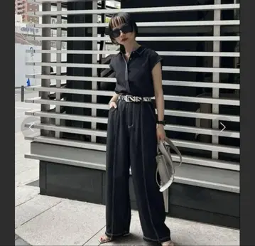 PAGEBOY 셋업 백 오픈 스티치 셔츠 루즈 팬츠 여름옷