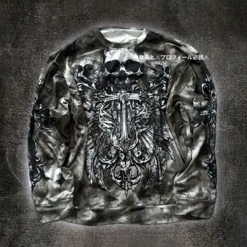 y2k 해골 skull 롱 T 십자가 00s grunge green