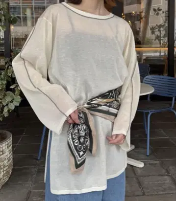 차오패닉 티피 배색 라인 시어 튜닉