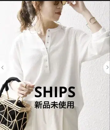 SHIPS 와플 헨리넥 라운드 헴 풀오버 새상품