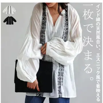 안티카 택 포함 새상품 인기 완판템 인도 면 자수 블라우스 화이트
