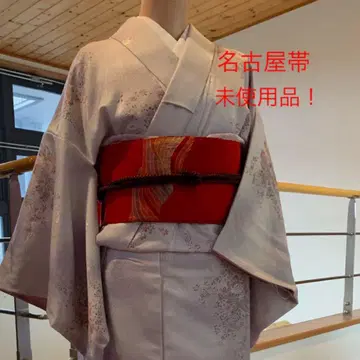 나고야 오비(약 24cm) 빨간색 미사용품 고급품
