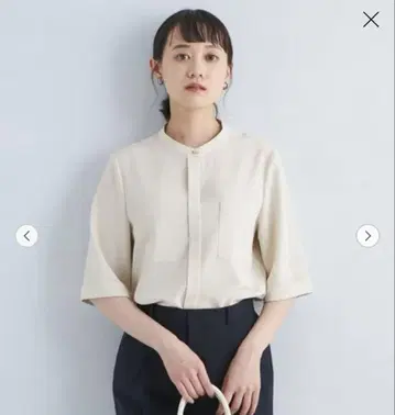 그린 라벨 소모라이크 숏 슬리브 블라우스 새상품 내추럴