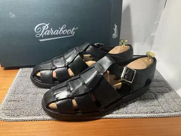 파라부트 블랙 가죽 컴포트 샌들