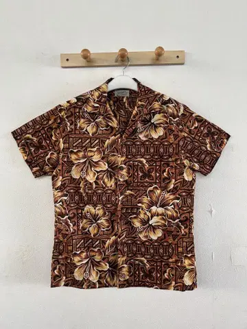 50~60년대 BALBOA 빈티지 알로하 셔츠 브라운 계열 L/XL