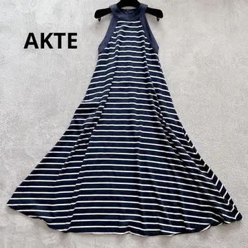 AKTE 아크테 홀터넥 원피스 롱 원피스 네이비 스트라이프