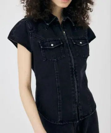 CAP SLEEVE DENIM 셔츠