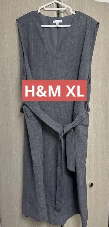 H&M 슬리브리스 그레이 롱 원피스 빅 사이즈