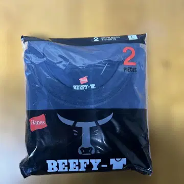 Hanes BEEFY-T 네이비 L 사이즈 2장 세트 티셔츠