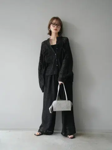 루미에 인도산 코튼 레이스 팬츠 블랙