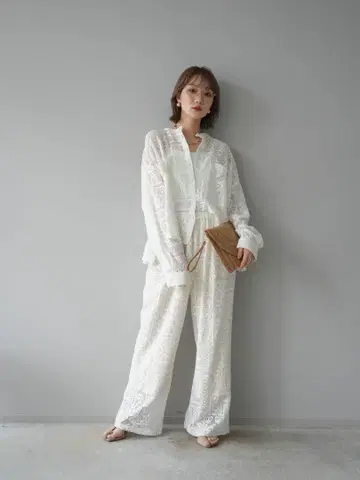 루미에 인도산 코튼 레이스 팬츠 화이트