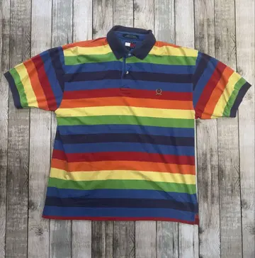 TOMMY 레인보우 컬러 피케 셔츠 설명