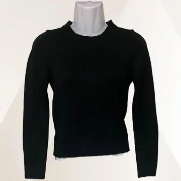 ZARA 자라 스웨터 블랙 여성용 니트 긴팔 크롭 기장