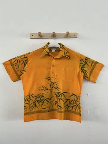70년대 빈티지 Ocean Pacific 대나무 패턴 알로하 셔츠 XL