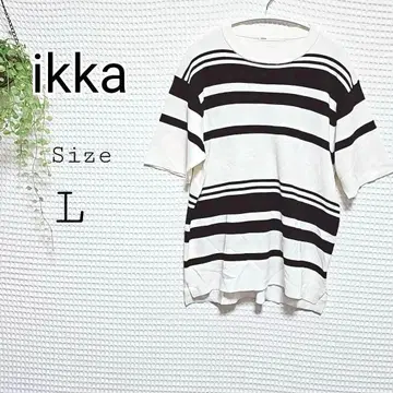 ikka 스트라이프 반팔 니트 L 사이즈