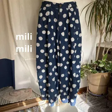 물방울 패턴 사루엘 팬츠 네이비