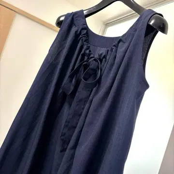 Anne Coquine 2WAY 백 리본 맥시 원피스 네이비