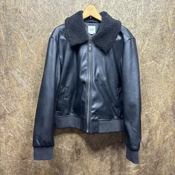 GAP 가죽 자켓 비건 가죽 보아 자켓 블랙