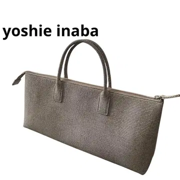 새상품급 요시에 이나바 가로 핸드백 돈피 베이지