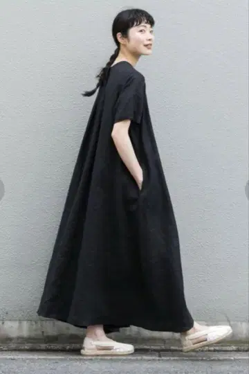 카구레 린넨 A 라인 원피스