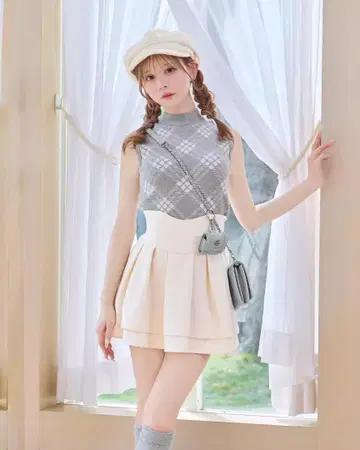 미셸 마카롱 XS 사이즈 슬림 레그 스커트 아이보리