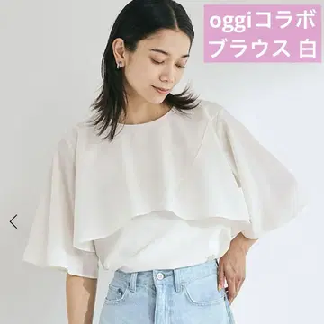 새상품 green label relaxing 케이프 블라우스 화이트